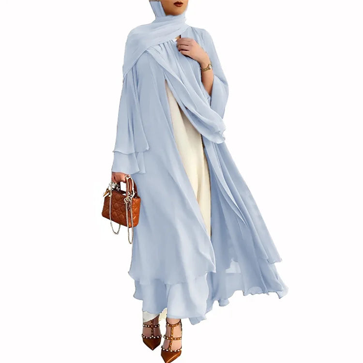 Abaya abierta lisa, kimono, variedad de colores
