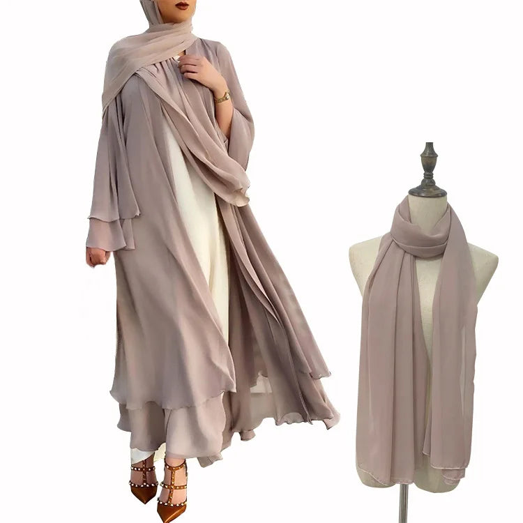Abaya abierta lisa, kimono, variedad de colores