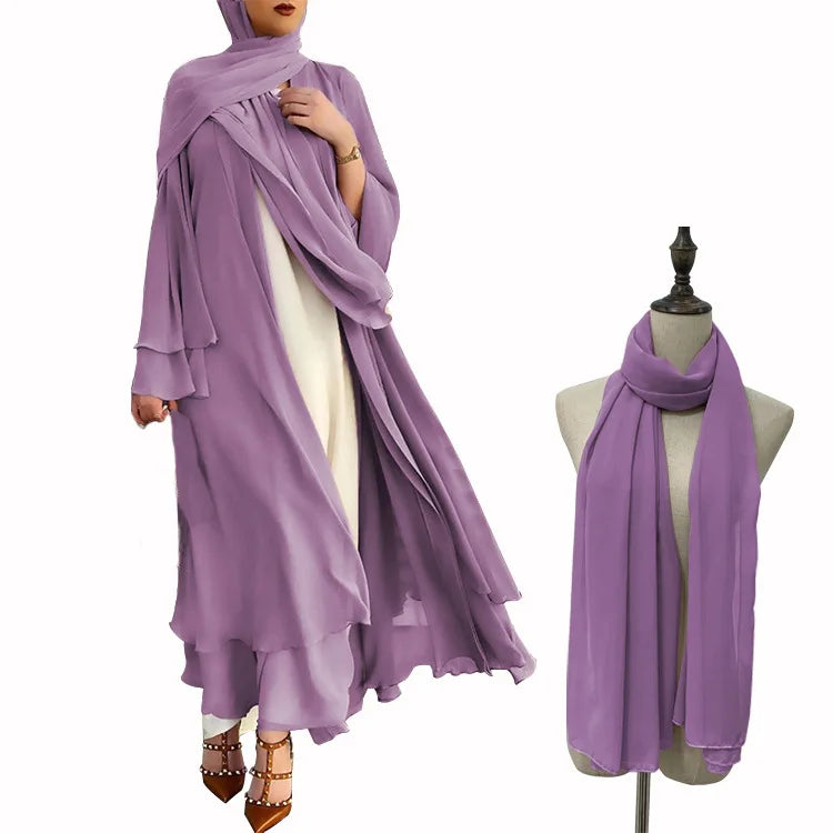 Abaya abierta lisa, kimono, variedad de colores