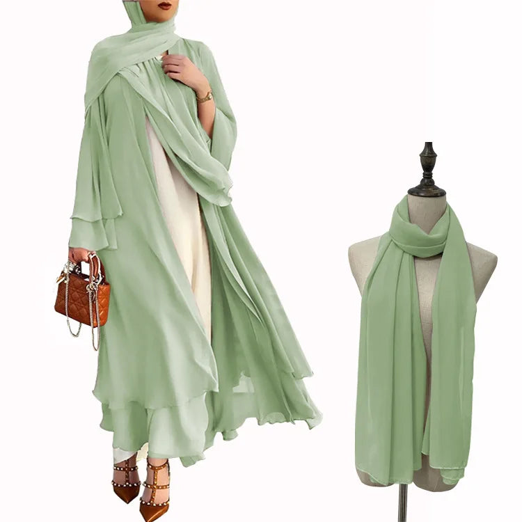 Abaya abierta lisa, kimono, variedad de colores