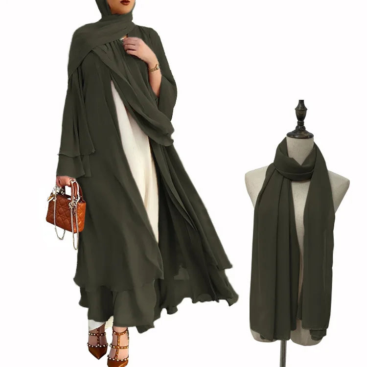 Abaya abierta lisa, kimono, variedad de colores